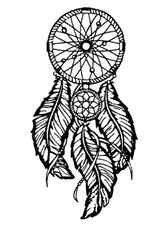 Coloring page dreamcatcher big feathers