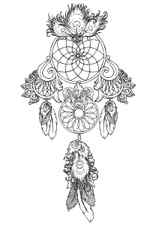 Coloring dreamcatcher to print 1