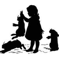 Silhouette Of A Girl With Bunny Rabbits By Paul Konewka by Paul Konewka
