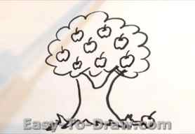 How to draw apple tree 03