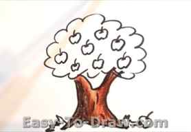 How to draw apple tree 04