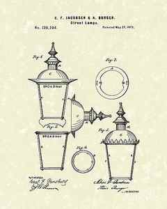 Wall Art - Drawing - Street Lamp 1873 Patent Art by Prior Art Design