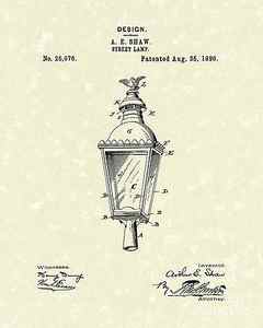 Wall Art - Drawing - Street Lamp 1896 Patent Art by Prior Art Design