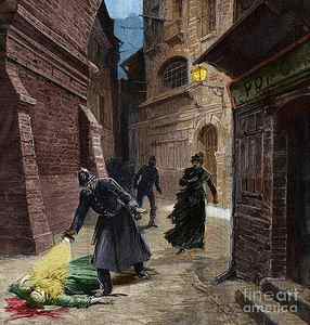 Wall Art - Drawing - Discovery of a victim of Jack the Ripper, Whitechapel, London by Fortune Louis Meaulle