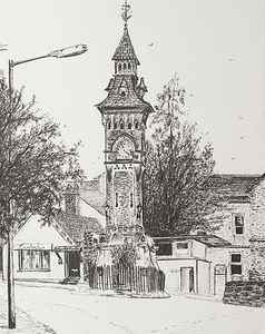 Wall Art - Drawing - Clock Tower Hay on Wye by Vincent Alexander Booth