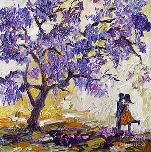 Wall Art - Painting - Love Under The Jacaranda Tree by Ginette Callaway