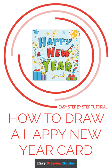 How to Draw a Happy New Year Card Pinterest Image