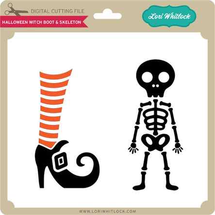 Halloween Witch Boot & Skeleton