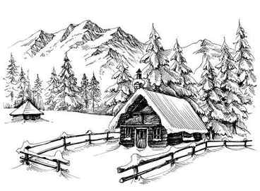 log cabin drawing easy Clip Art Library