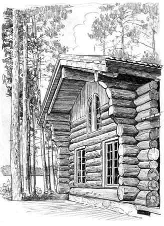 Log Cabin House Drawing by Sonja Petersen Artwork Archive