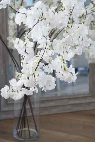 Tall Pure White Artificial Cherry Blossom Branch ShopWildThings.com