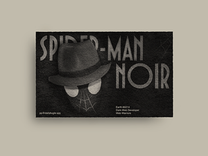 A dark web developer in the '30s business card dark web dribbbleweeklywarmup editorial graphic design helvetica noir print procreate spiderman spiderman noir spidey superhero typeface