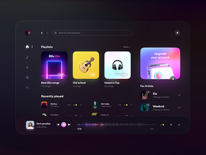 Playo  Web Music player apple music artist clean dark theme dark ui dark web dark website desktop minimal music music app music player music player app song spotify ui ux web web design web music