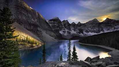 green pine tree, nature, landscape, mountains, Canada, Alberta HD wallpaper