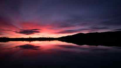 silhouette of trees near body of water during golden hour, Sunrise HD wallpaper