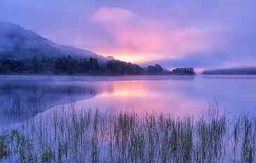 lake with mountain silhouette during golden hour, loch achray, loch achray HD wallpaper