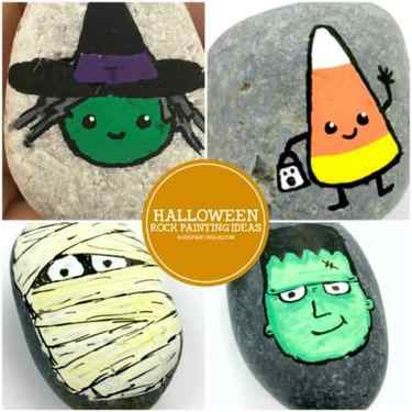 Halloween rock painting ideas. Create fun Halloween painted rocks from fun mummies to friendly monsters. There is a fun stone painting idea for any skill level. Check out the candy painted rocks. They