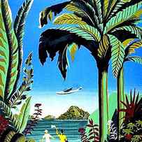 Aloha Hawaii, tropic island, vintage travel poster by Long Shot