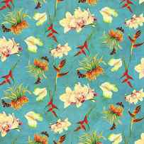 Tropical Island Floral Half Drop Pattern by Audrey Jeanne Roberts