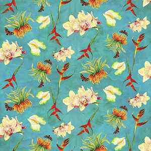 Wall Art - Painting - Tropical Island Floral Half Drop Pattern by Audrey Jeanne Roberts