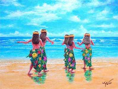 Wall Art - Painting - Hula Dance, Hawaii by John YATO