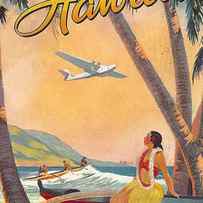 Hawaii, vintage airline poster by Long Shot