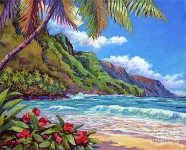 Wall Art - Painting - Waves on Na Pali Shore by John Clark