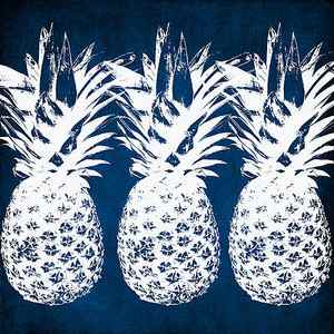 Wall Art - Painting - Indigo and White Pineapples by Linda Woods