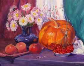 Still Life with Pumpkin, Apples and Other Autumn Treasures thumb