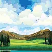 Vector Summer Landscape With Green by Natali Snailcat