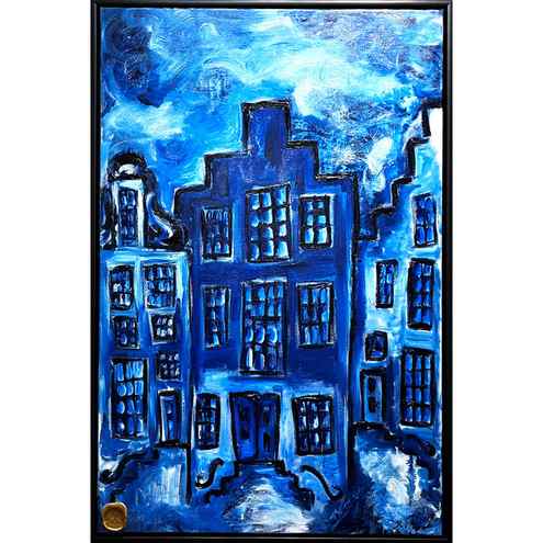 Schilderij- OLIEVERF - Amsterdam Delft blauw Series - Blockx Blauw