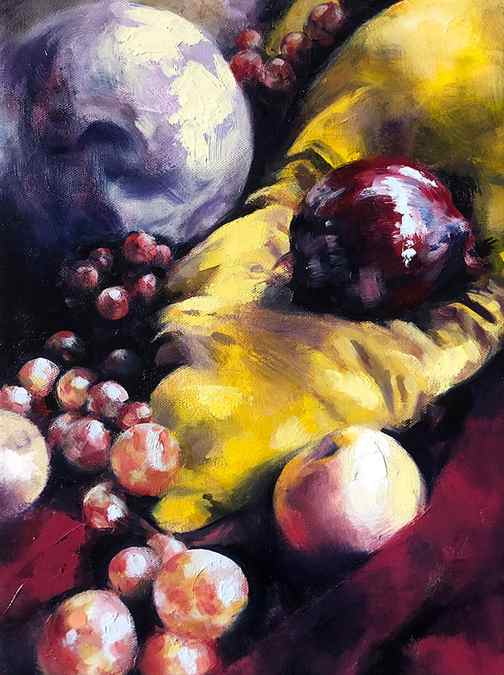 Purple & Yellow Complementary Color Still Life, Water Mixable Oils, Clara Lieu