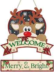 Sponsored Ad – KAIRNE Christmas Welcome Wooden Hanging, Christmas Reindeer Decoration,Winter Snow Sign,Xmas Wall Art,Merr. 