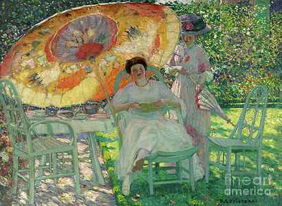 Wall Art - Painting - The Garden Parasol by Frederick Carl Frieseke