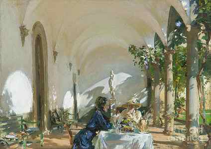 Wall Art - Painting - Breakfast in the Loggia, 1910 by John Singer Sargent