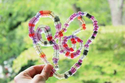 heart shaped melted bead suncatcher valentine