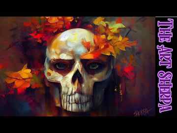 Autumn Skull ‍♀️ 13 Days of Halloween Acrylic painting Tutorial Step by Step