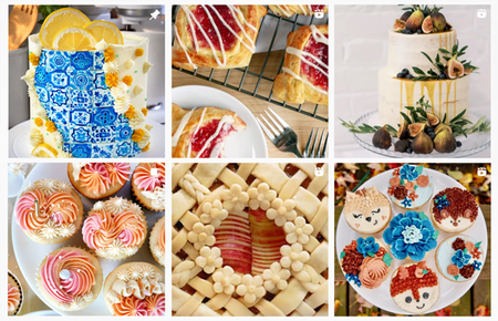 Instagram images of cake, pie, cupcakes.