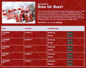 Holiday Christmas class party volunteer sign up form