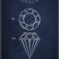 Cut Diamond Patent From 1873 - Navy Blue by Aged Pixel