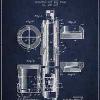 Oil Well Packer patent from 1904 - Navy Blue by Aged Pixel