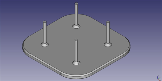 Model an electric toothbrush head stand (v0.16 or above) Multiple features used: sketch, distance and coincident constraints, pad, external references, fillet, chamfer, linear pattern, and draft.