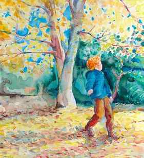 Boy under the autumn trees thumb