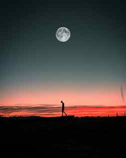 loneliness, alone, moon, silhouette, sunset, HD phone wallpaper