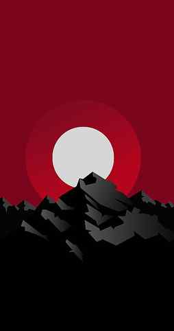 Mountain, red, graphic, sun, sunset, HD phone wallpaper