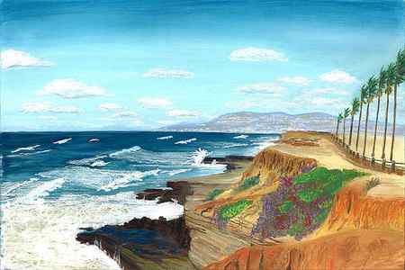 Wall Art - Drawing - Sunset Cliffs by Jackie Novak