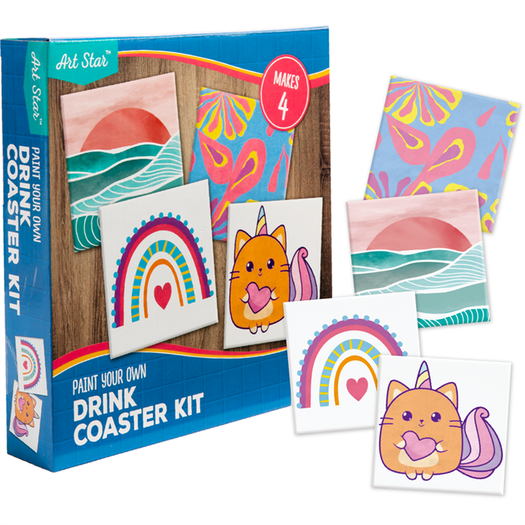 Art Star Paint Your Own Drink Coaster Kit-Makes 4