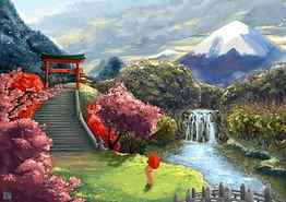 Japanese Scenery, Japanese Landscape Drawing HD wallpaper