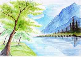 Landscape with color pencil. Landscape drawings, Colorful drawings, Drawing scenery HD wallpaper