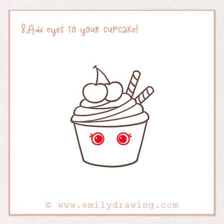 How to Draw a Octopus - Step 8 – Add eyes to your cupcake!